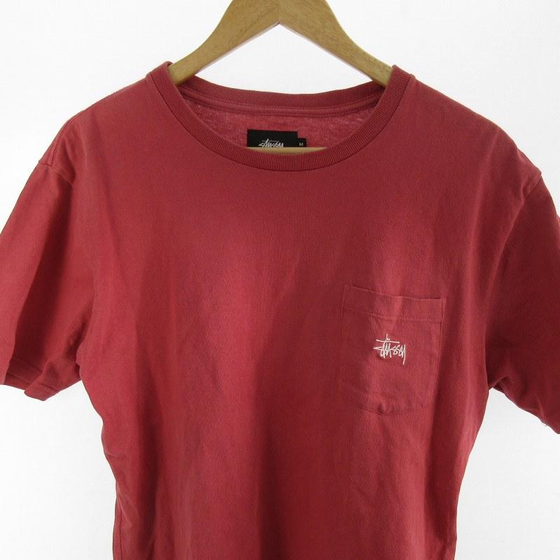 STUSSY ステューシー Tシャツ 半袖 ポケット ロゴ 刺繍 レッド ピンク系 M 株式会社ジャック トップス メンズ - 画像 (2)
