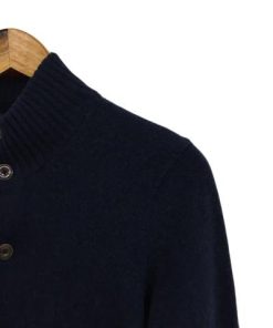 グリーンレーベルリラクシング ユナイテッドアローズ カーディガン ニット ハイネック ウール 無地 長袖 S 紺 ネイビー メンズ