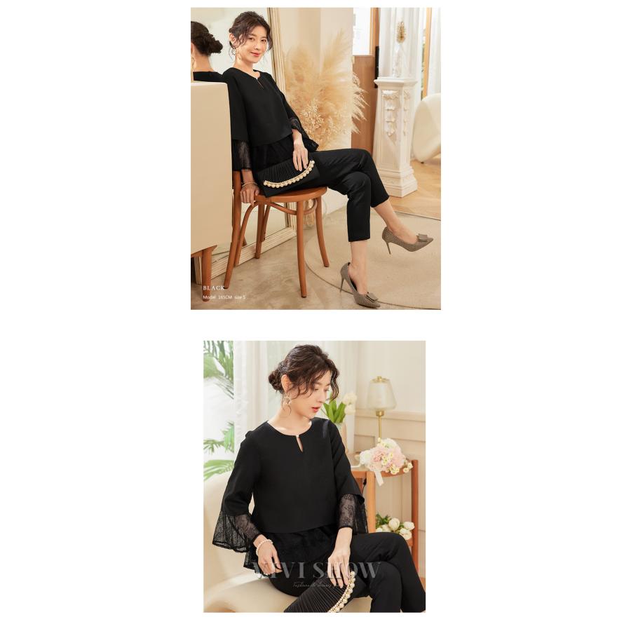 卒業式 服 母 パンツスーツ セレモニースーツ 卒園式 服装 ママ 入学式 スーツ レディース 母親 パンツ 2点セット セットアップ 30 40代 おしゃれ - 画像 (9)