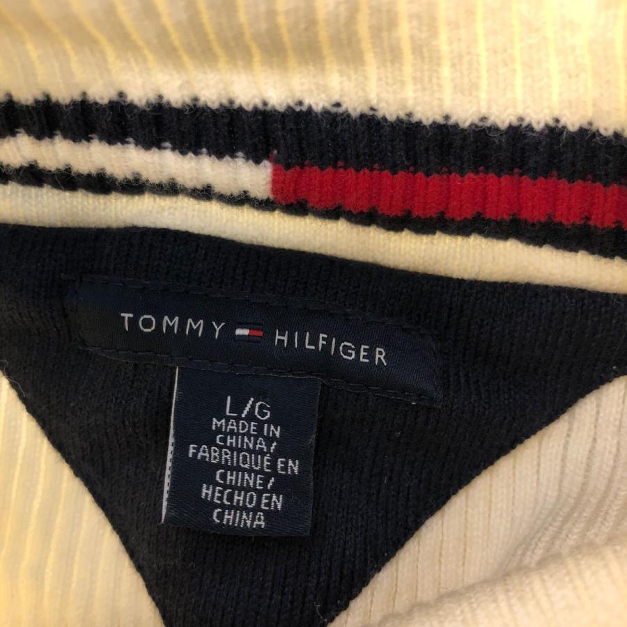 TOMMY HILFIGER 混紡 ニット セーター L ホワイト ネイビー トミーヒルフィガー コットン ハーフジップ 古着卸 アメリカ仕入 a510-6488 - 画像 (8)