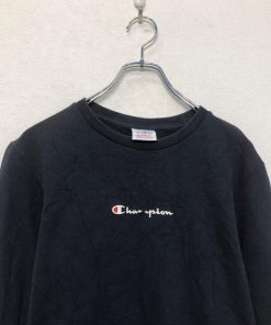 Champion プリント スウェット トレーナー チャンピオン XS ブラック ロゴ 古着卸 アメリカ仕入 a605-7358