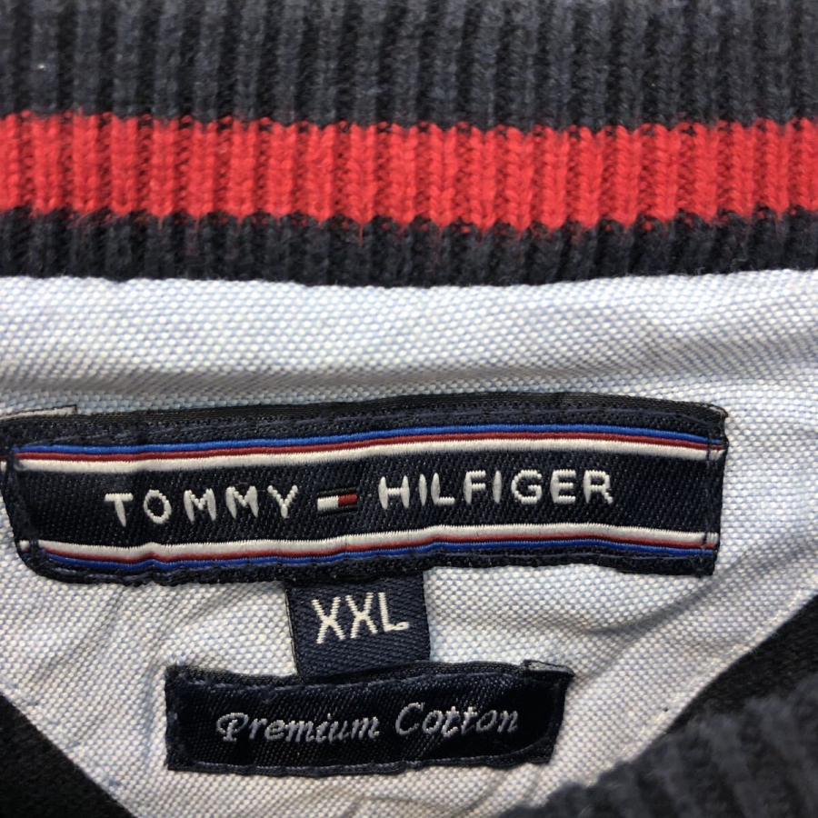 TOMMY HILFIGER コットン ニット セーター トミーヒルフィガー XXL ネイビー ビッグサイズVネック 古着卸 アメリカ仕入 a605-8251 - 画像 (6)