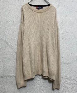 CHAPS コットンニット セーター XXL ホワイト ビッグサイズ チャップス Vネック 古着卸 アメリカ仕入 a611-7879