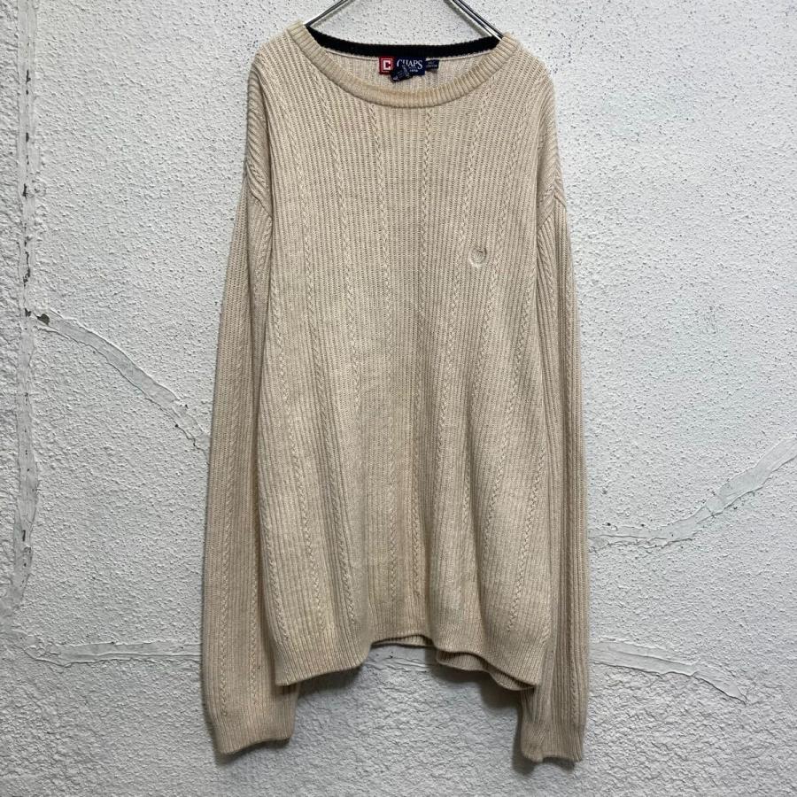 CHAPS コットンニット セーター XXL ホワイト ビッグサイズ チャップス Vネック 古着卸 アメリカ仕入 a611-7879