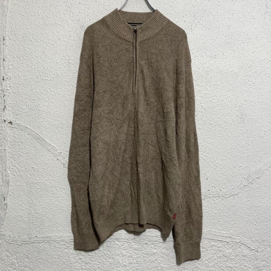 IZOD コットンニット セーター XL ベージュ ブラウン ビッグサイズ アイゾッド ハーフジップ古着卸 アメリカ仕入 a611-8056