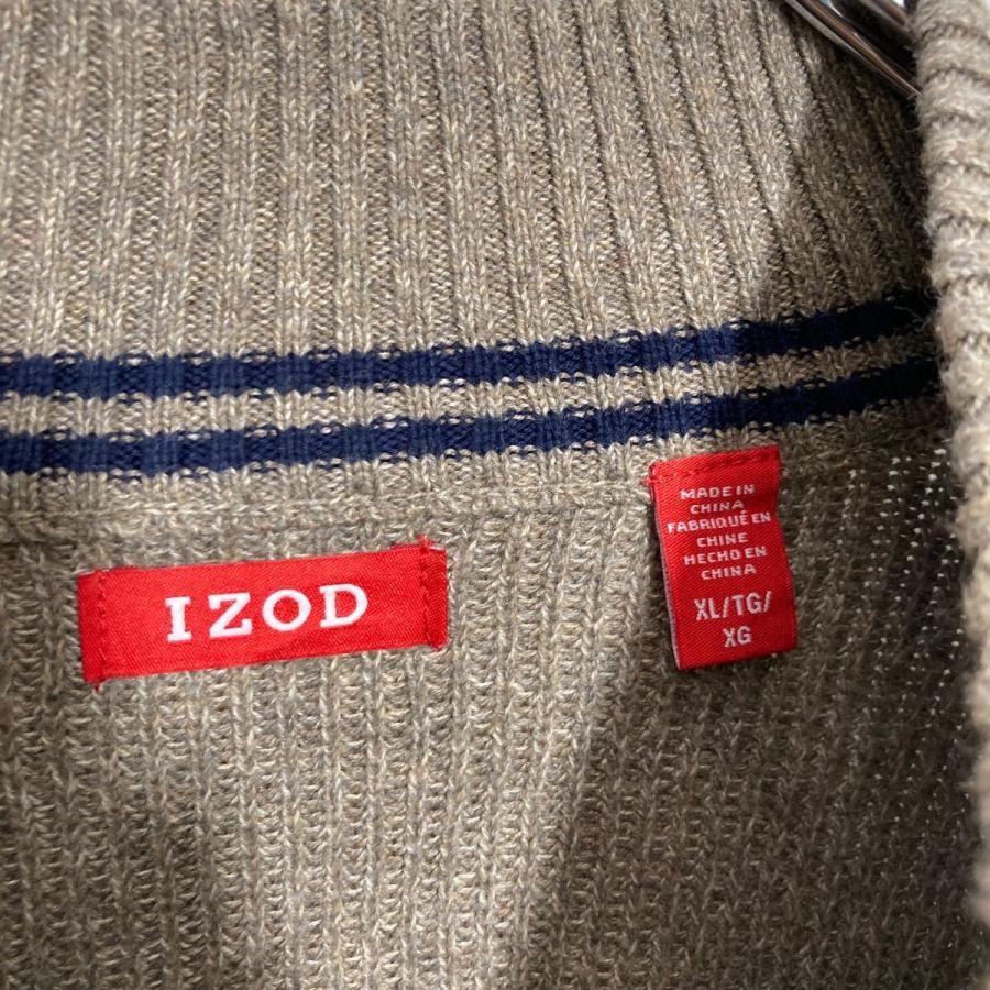 IZOD コットンニット セーター XL ベージュ ブラウン ビッグサイズ アイゾッド ハーフジップ古着卸 アメリカ仕入 a611-8056 - 画像 (8)