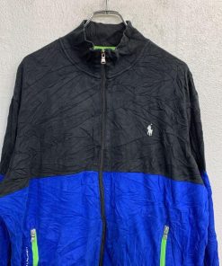 POLO RALPH LAUREN ジップアップ ロゴ スウェット XLサイズ ポロラルフローレン ブラック ブルー 古着卸 アメリカ仕入 t2411-4328