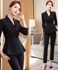 大きいサイズ スーツ フォーマル OL ペプラムJK！パンツorスカートスタイルのストライプ柄レディーススーツ 2点セット 3L 4L 5L 6L サイズ セール