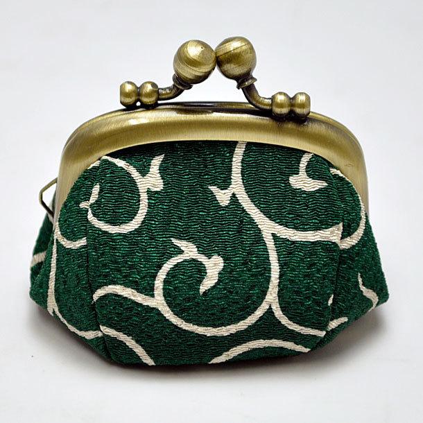 和柄がま口財布プチ ミニサイズ ちりめん小銭入れ コインケース メンズレディース 唐草和風大人おしゃれカジュアル かわいい小さい ピルケース 日本製 送料無料 - 画像 (2)