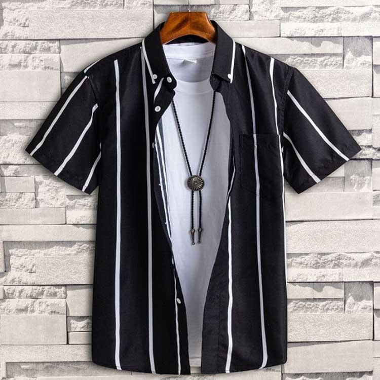 シャツ カジュアル ストライプ 半そで ボタンダウンシャツ チェック 半袖 メンズ ストライプシャツ 半袖シャ