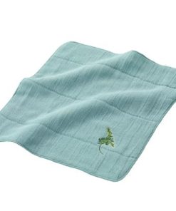 ふるさと納税 和泉市 刺繍高吸水ガーゼハンカチ8枚セット(四重織シャリ感ガーゼ)和泉木綿　ミモザの花の刺繍入り