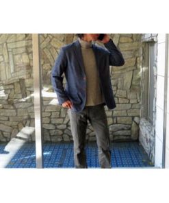 ふるさと納税 西脇市 播州織 オーガニックコットンとヤクのメンズシャツジャケット 【和心衣・カゲヤマ】ネイビーLサイズ