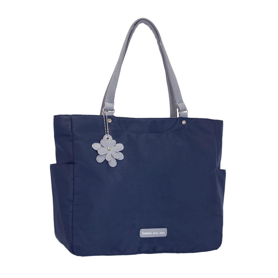 トートバッグ レディース 大きめ a4 ファスナー付き 大容量 肩掛け キャリーオン 仕事 旅行 1泊 お泊まり 黒 ブラック モカ ピンク ネイビー - 画像 (7)