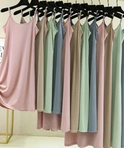 インナーワンピース レディース ノースリーブ ワンピース キャミソール シンプル 選べる着丈 キャミソールワンピース 無地 夏 大人 ロング丈 ワンピ